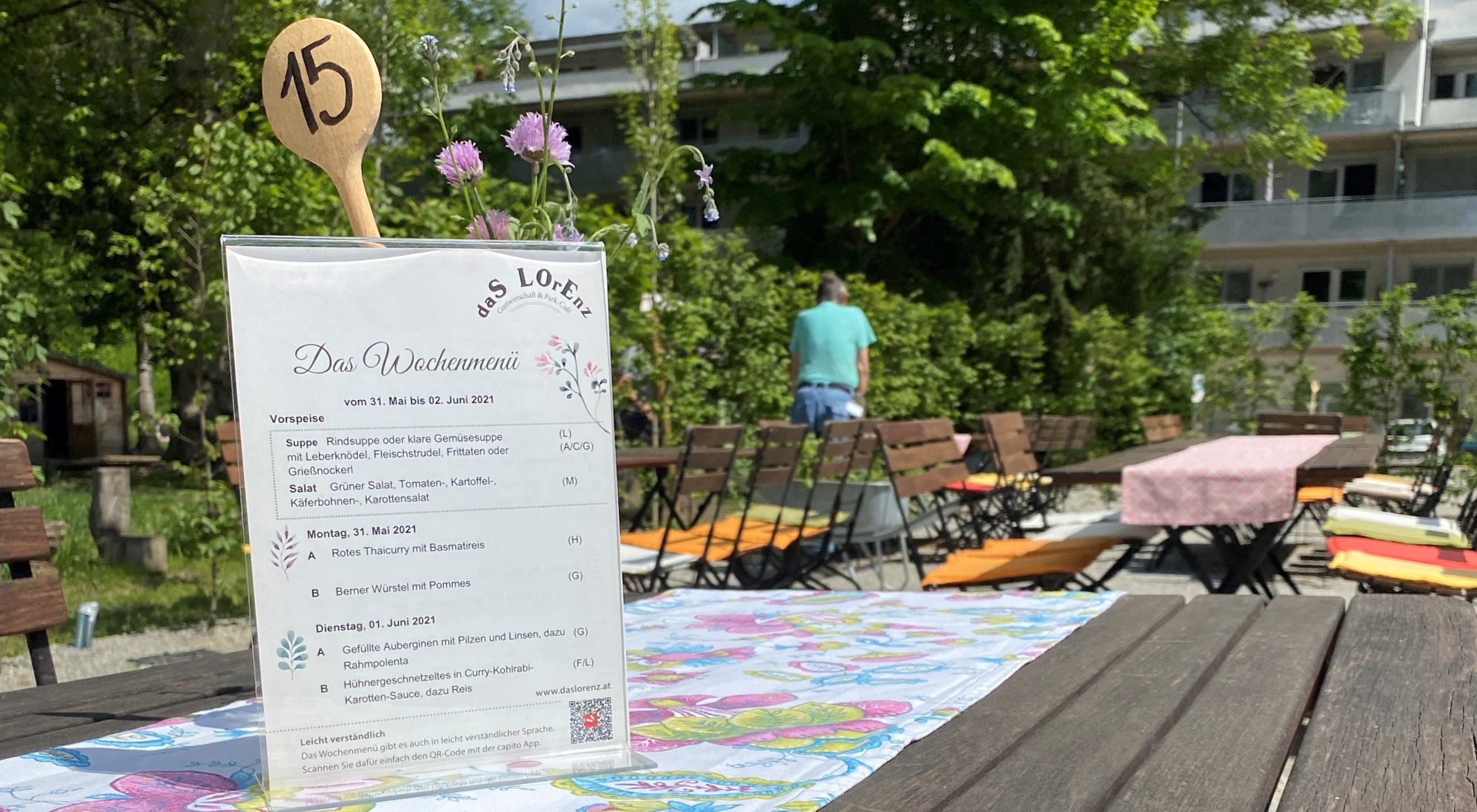 Menükarte im Lorenz Gastgarten